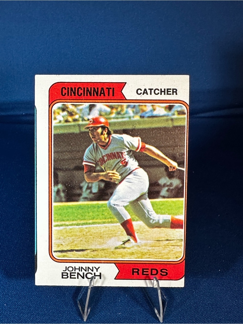 1974 Topps #10 Johnny Bench Reds HOF Factory Miscut Error Adjacent Card Visible